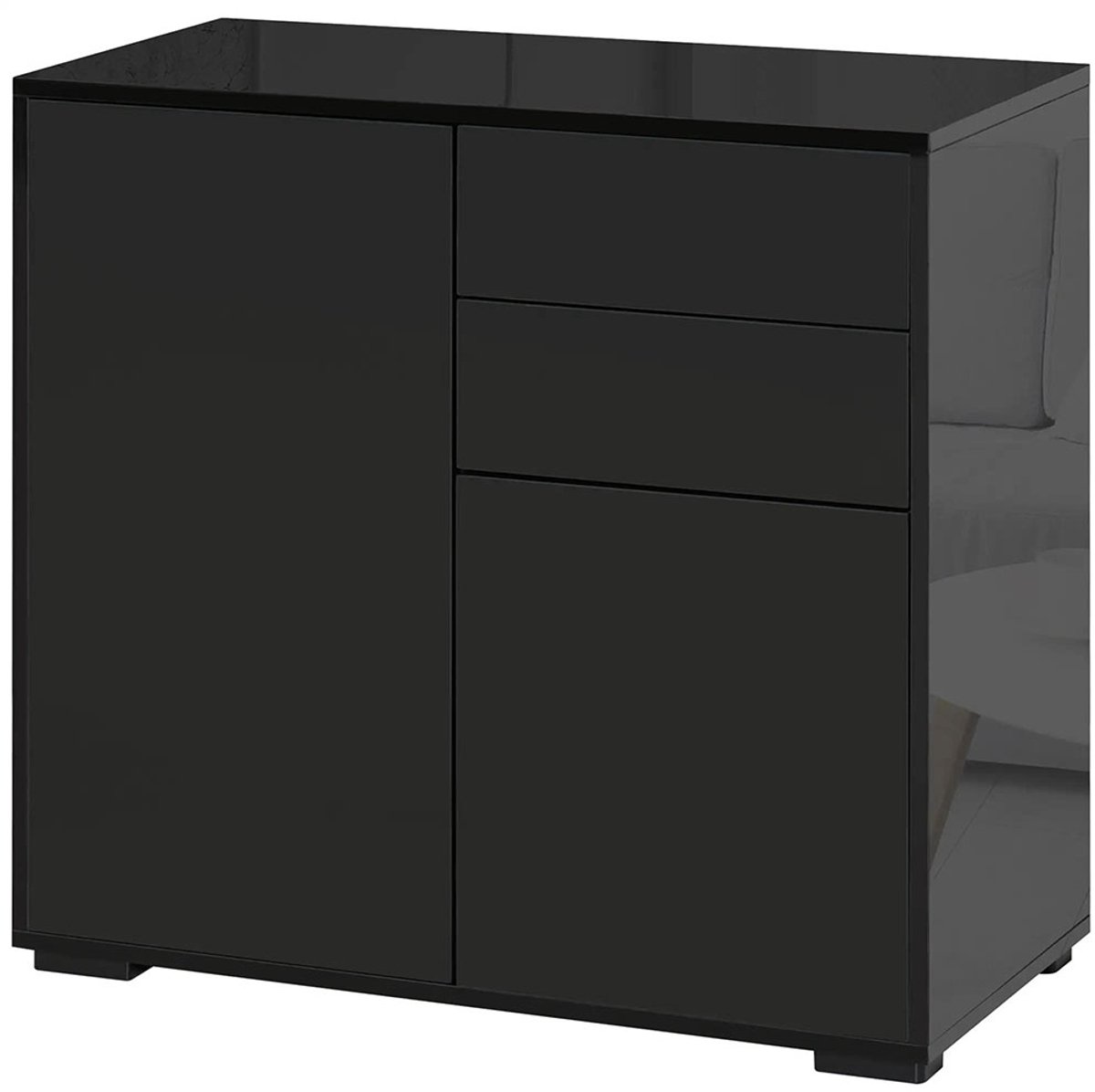 Gutent Dressoir - Kast - met 2 laden - 2 Deuren - Kantelbeveiliging - 79 x 36 x 74 cm - Zwart
