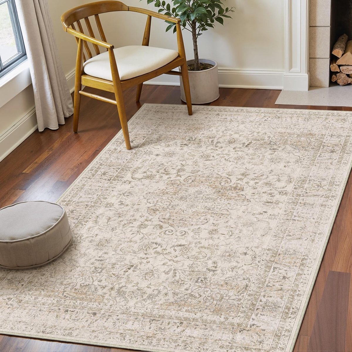 Ibenzoa® Zacht en Wasbaar Vintage Tapijt voor Woonkamer en Slaapkamer, 120 x 170 cm, Antislip Laagpolig