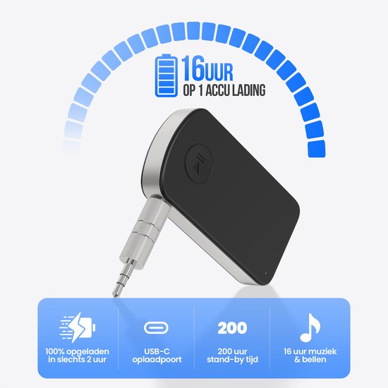 Strex Bluetooth Receiver Auto AUX - 3.5mm Adapter met Handsfree Bellen - BT 5.4 - Bluetooth Ontvanger