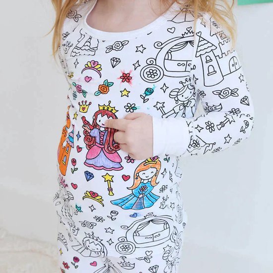 Kit de coloriage de pyjama créatif pour Enfants – Concevez et personnalisez votre propre tenue de nuit ! manches courtes et pantalon / pyjama d'été / Grue - camion