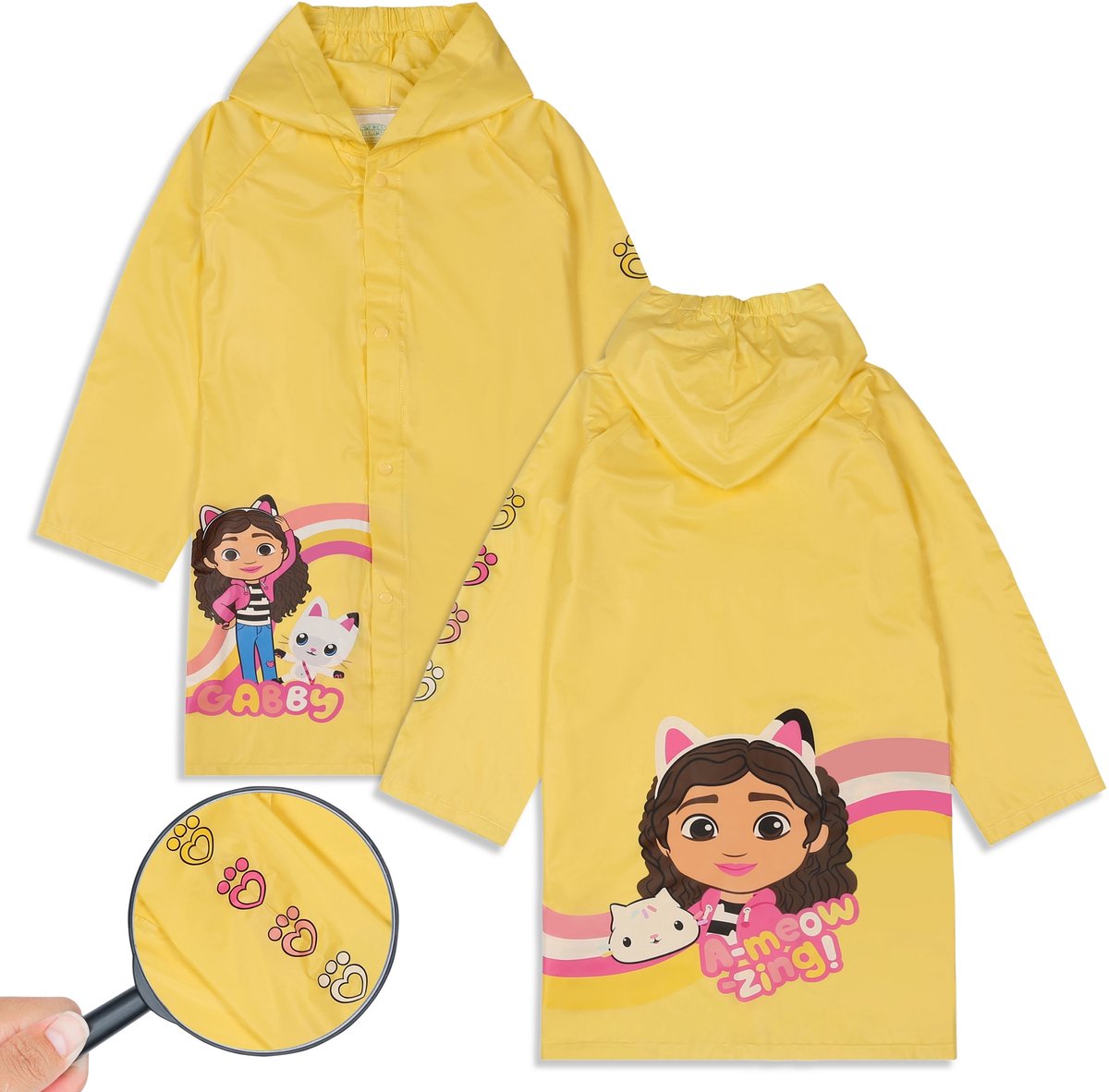 Gabby’s Dollhouse Gele meisjes regenjas met capuchon, jas voor meisjes