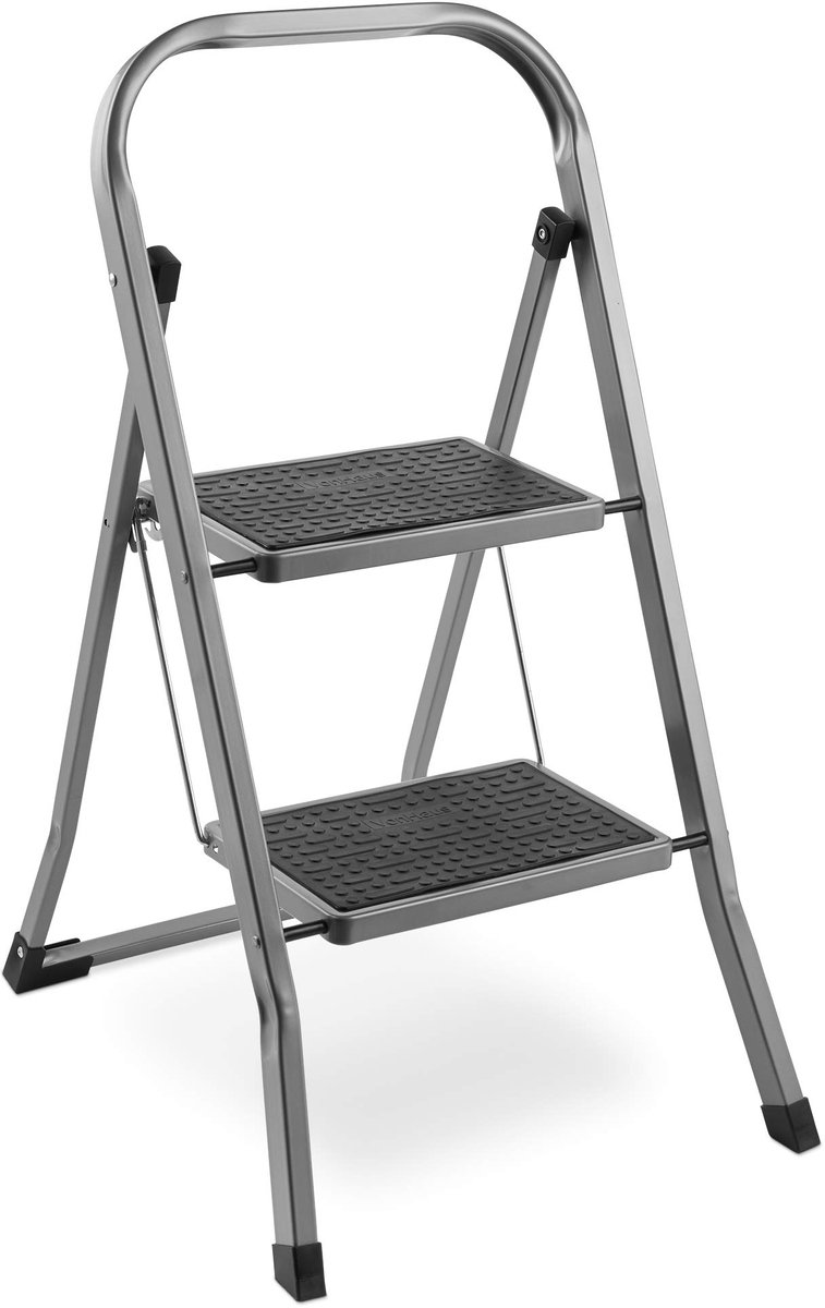 Ibenzoa® Tweestaps Opvouwbare Trapladder met Antislip Voeten voor Huishoudelijk en Tuin Gebruik