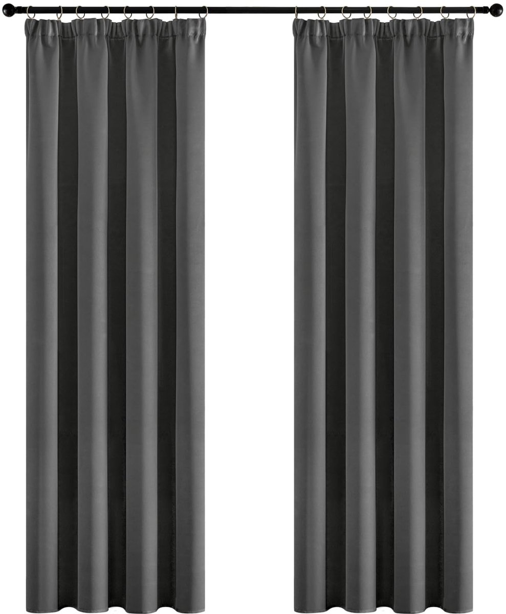 Ibenzoa Moderne Verduisteringsgordijnen Set in Grijs met Plooiband voor Woon- en Slaapkamer, 140 x 215 cm