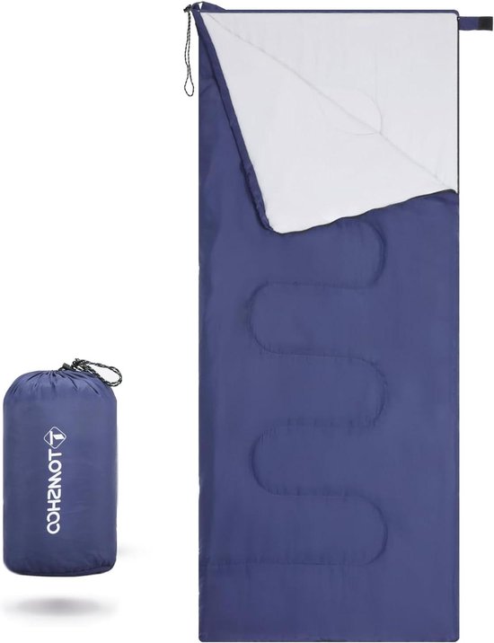 KingCamp Katoenen kinderslaapzak, lichtgewicht waterdichte campingslaapzak binnen en buiten gebruik voor kinderen van 10-12 jaar (tot 100-140 cm), blauw
