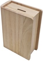 Hobbygroep houten spaarpot boekvorm paulownia 14,8x7,1x20,1 cm bruin.