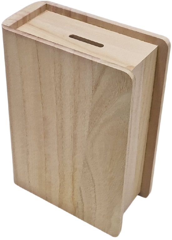 Tirelire en bois en forme de livre en paulownia