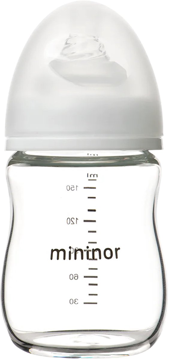 Mininor - glazen zuigfles - glazen babyfles - duurzame babyfles - 160ml