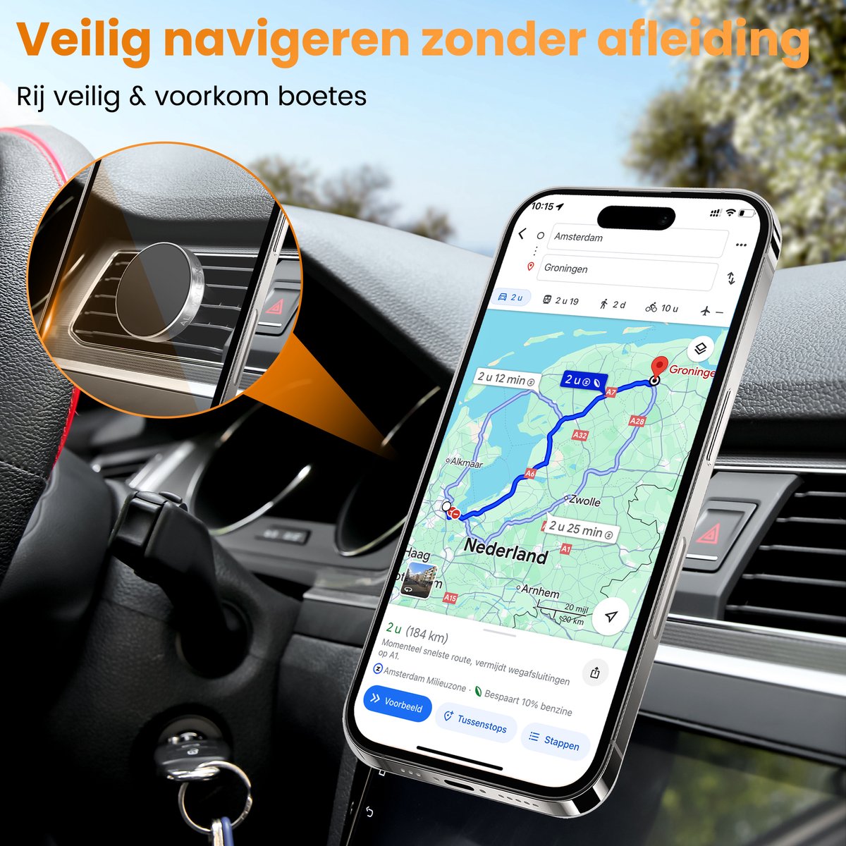 Telefoonhouder Auto - Magnetisch - Metaal & Stevig - Off-Road & Drempel Proof - GSM Mobiel Houder - Autohouder - Universeel - Telefoonhouders Auto Ventilatie – foto 3