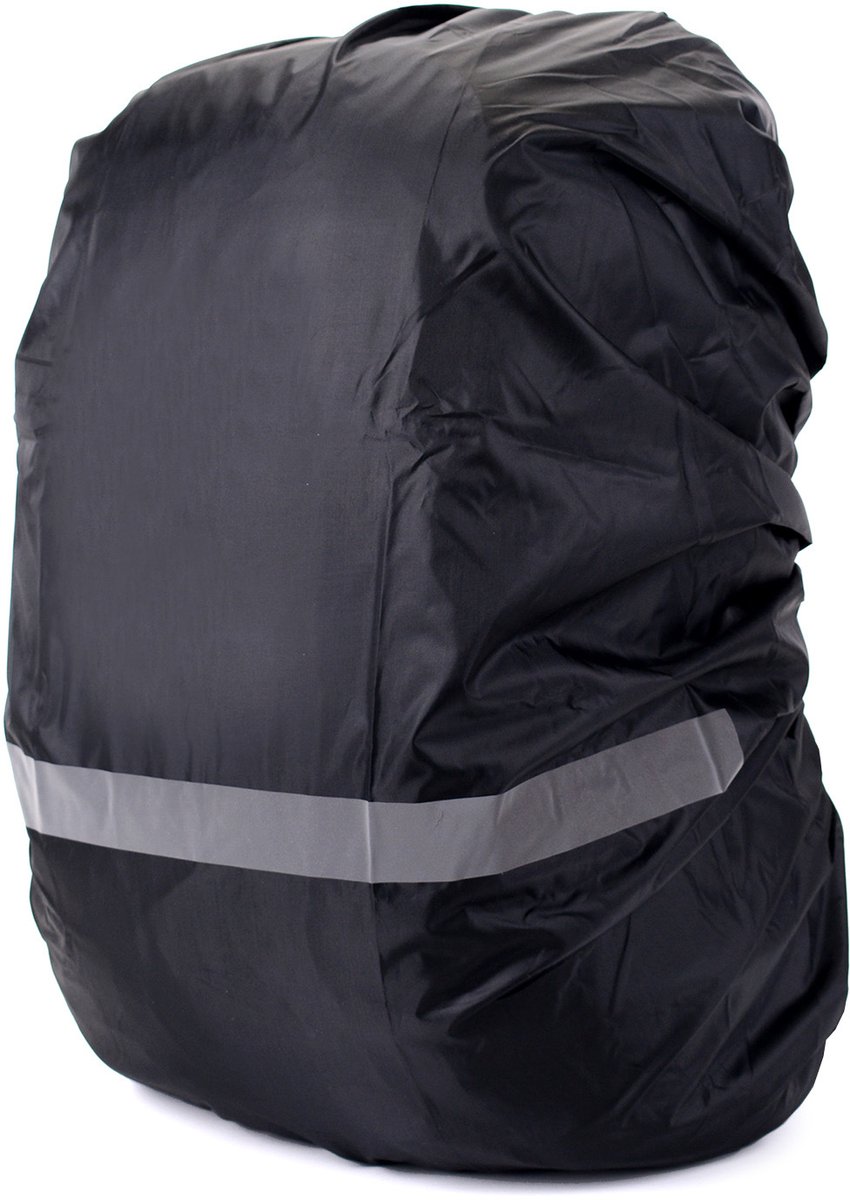 Regenhoes voor rugzakken, water- en winddicht, reflecterende strips, rugzakbescherming, regenhoes, 1 stuk, reflecterende hoes, Geschikt voor Buiten Wandelen, Fietsen, Bergbeklimmen, Kamperen - zwart (S, 18-25L)