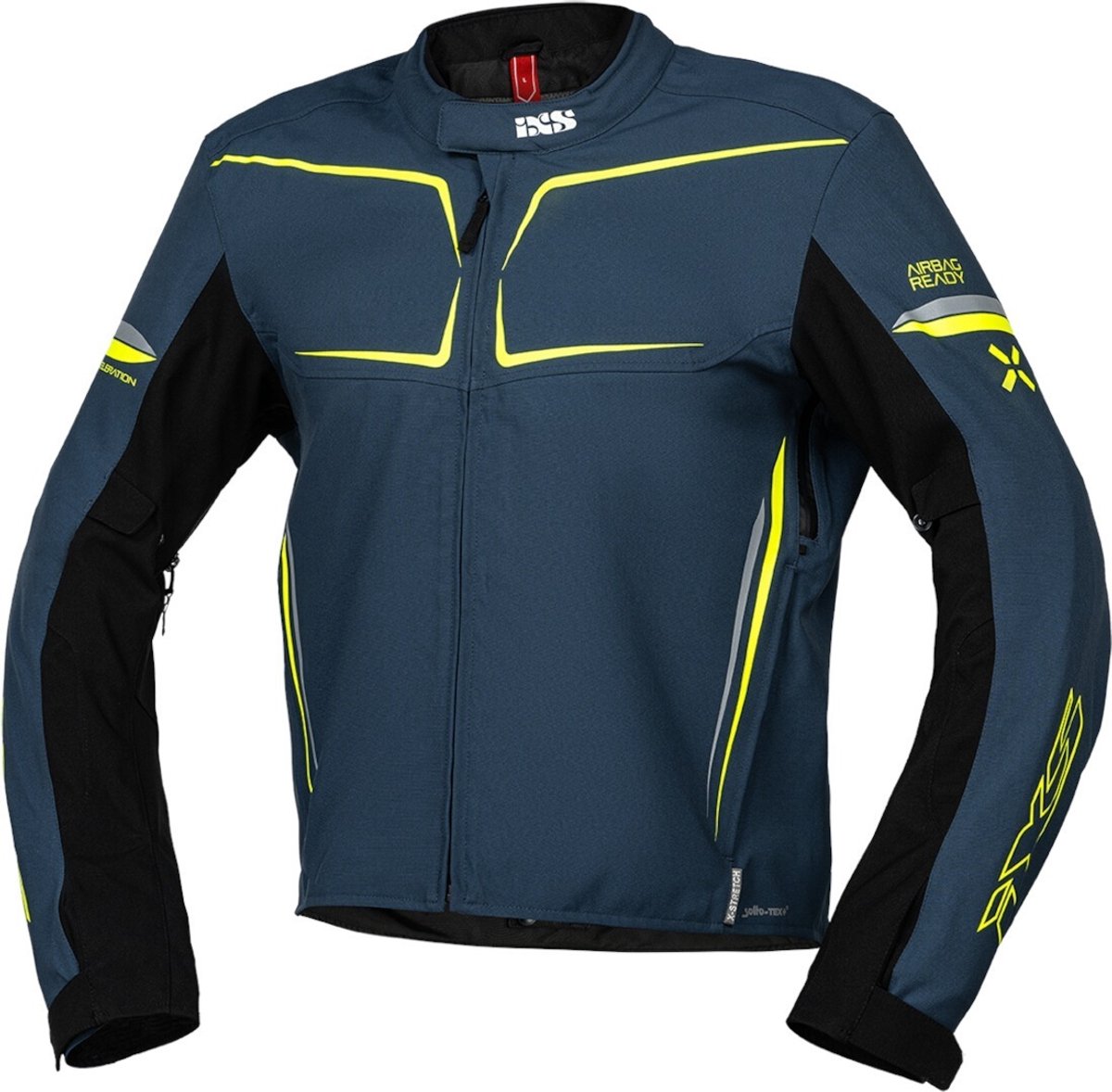 IXS TS-Pro ST+ Waterdichte Blauw Neon Geel Textiele Motorjas - Jas