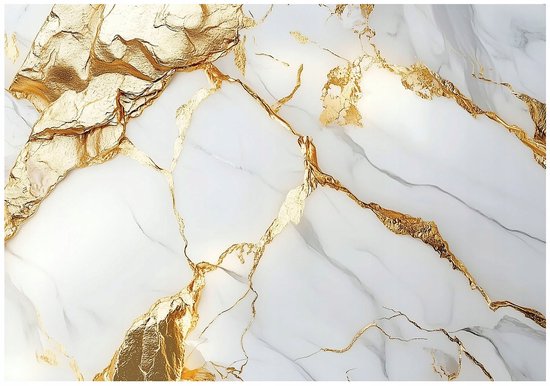 WALLARENA - Fotobehang - 200x140 cm - marmer goud met glamour voor slaapkamer en salon