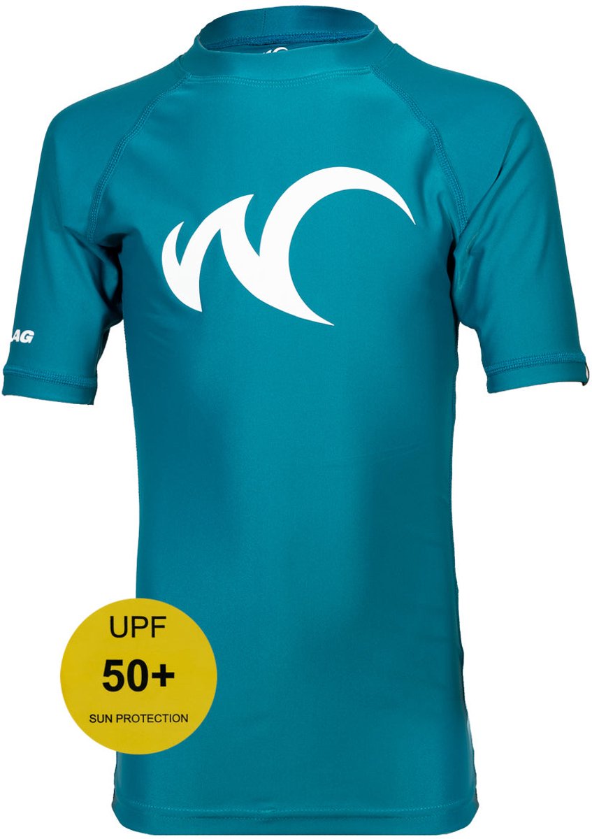 Watrflag Rashguard Valencia Kids - Petrol - UV beschermend surf shirt korte mouw 116