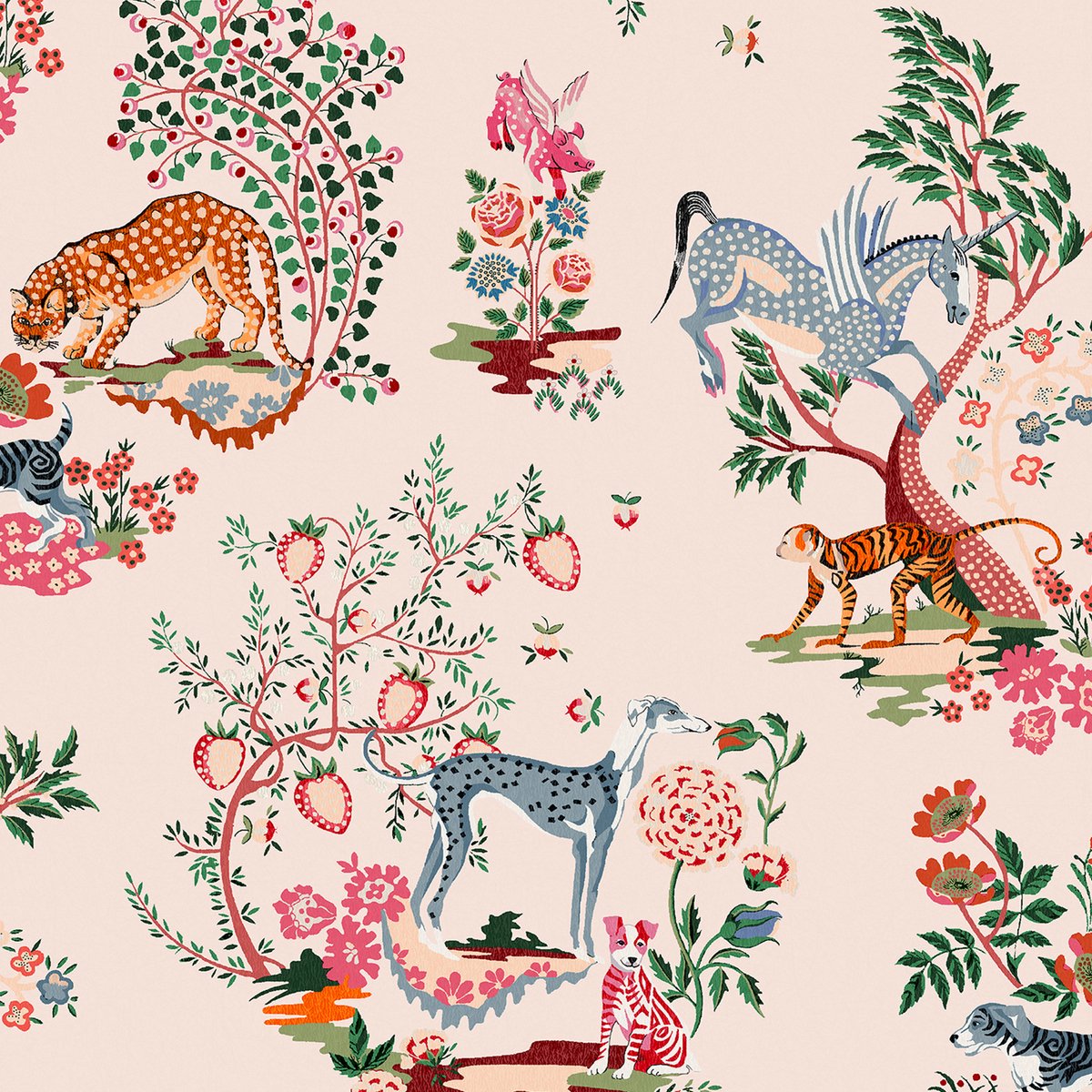 Cath Kidston Vliesbehang Painted Kingdom Pink