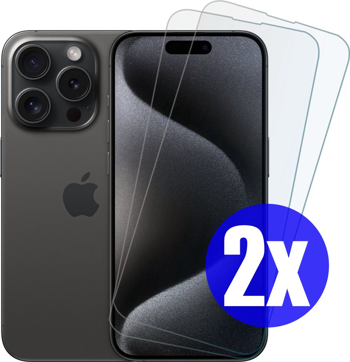 Screenprotector geschikt voor iPhone 15 Pro - Gehard Glas - Tempered Glass Armor Screen Cover - 2 Stuks