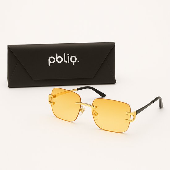 PBLIQ® Zonnebril Randloos - Heren - Dames - Oranje - Goud van Merkloos — afbeelding 2