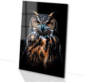 Uil schilderij met realistische details - Uil glasschilderijen - Wandkunst dieren - Hyperrealisme - Schilderij op plexiglas - Design schilderij plexiglas - Glasschilderij 40x60 cm