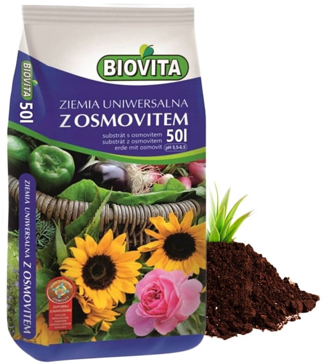 Biovita - Universele Potgrond met Osmovit - 50L - Voor Sierplanten - Langwerkende Meststof