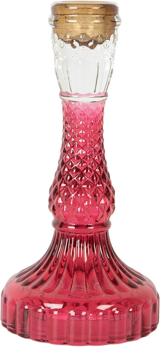 Clayre & Eef Kandelaar Ø 9x17 cm Roze Glas