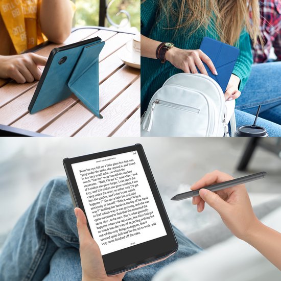 kwmobile e-reader hoesje geschikt voor Kobo Libra 2 hoes - Ereader flip case met standaard - E reader cover van kunstleer - In oranje van Merkloos — afbeelding 4