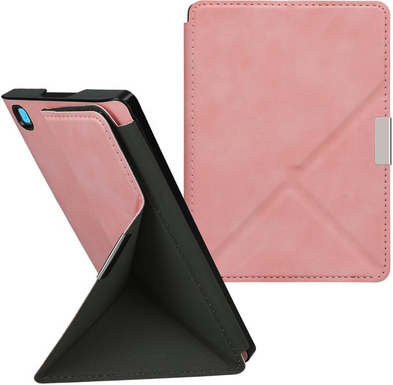kwmobile e-reader hoesje geschikt voor Kobo Aura Edition 2 hoes - Ereader flip case met standaard - E reader cover van kunstleer - In oudroze van Merkloos — afbeelding 2