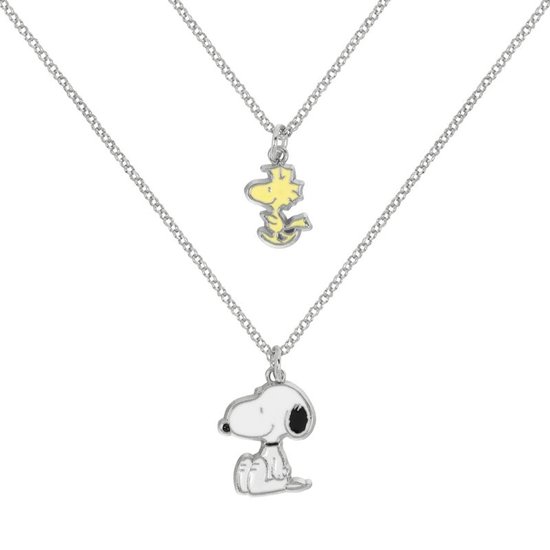 Peanuts Snoopy & Woodstock (Set van 2) Unisex Halsketting - zilverkleurig - Standard