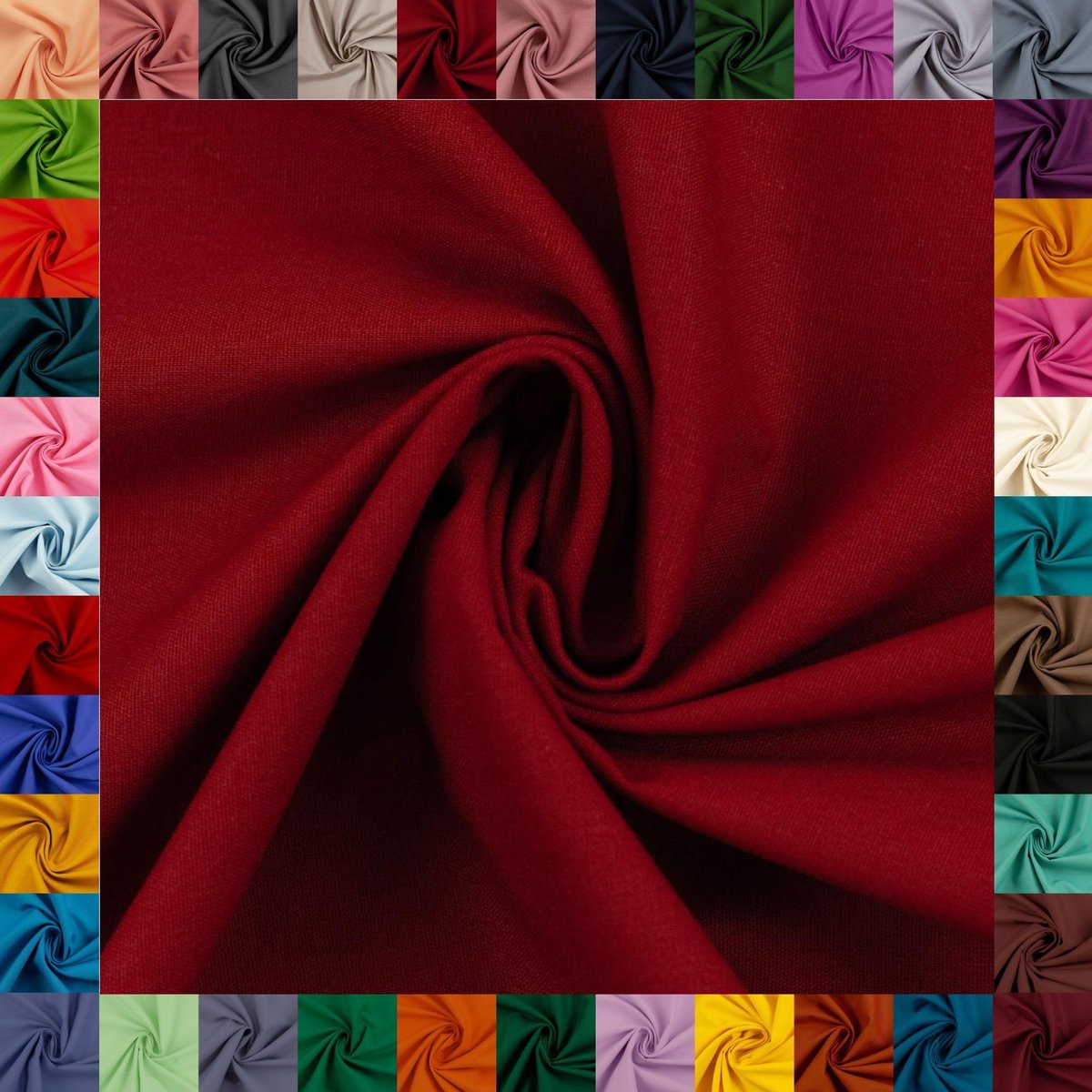 Katoenen stof HEIDE, Swafing, 42 effen kleuren, effen, 100% katoen, kortingsbonnen, Oeko-TEX Standard 100 (bordeauxrood, 1 m)