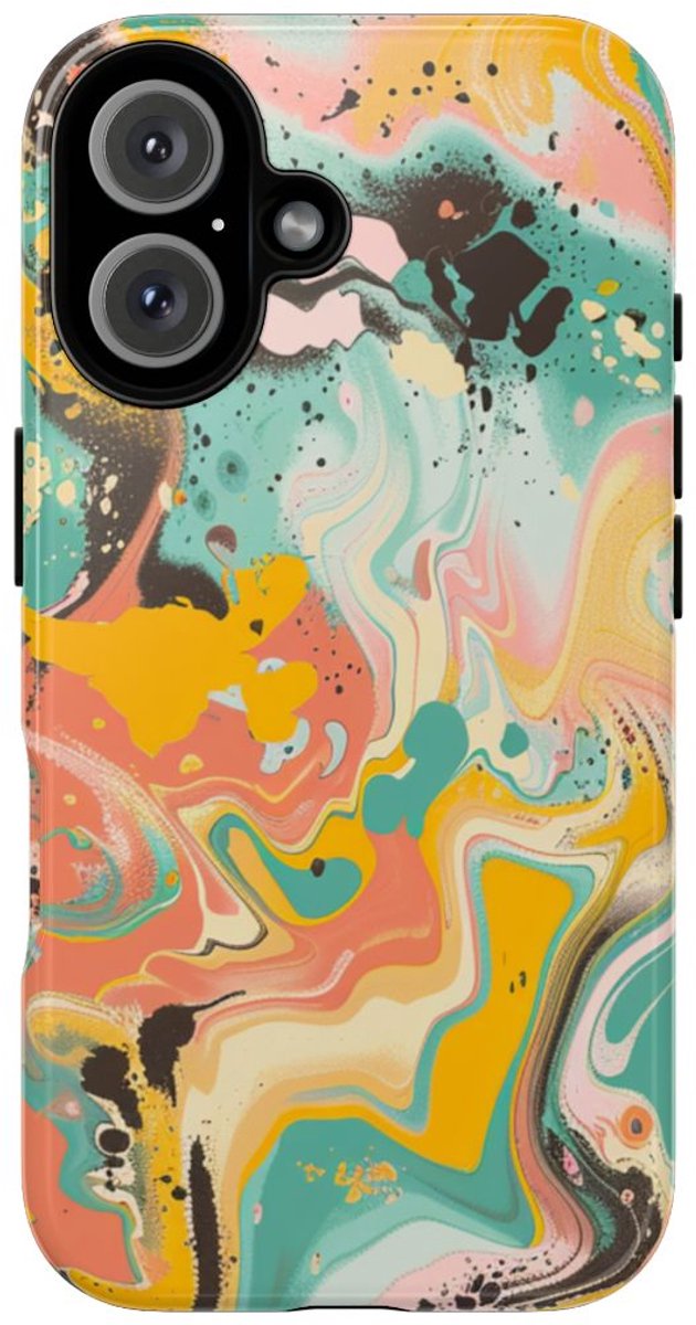 Kleurrijke Abstracte Vloeibare Kunst – Telefoonhoesje Geschikt voor iPhone 16