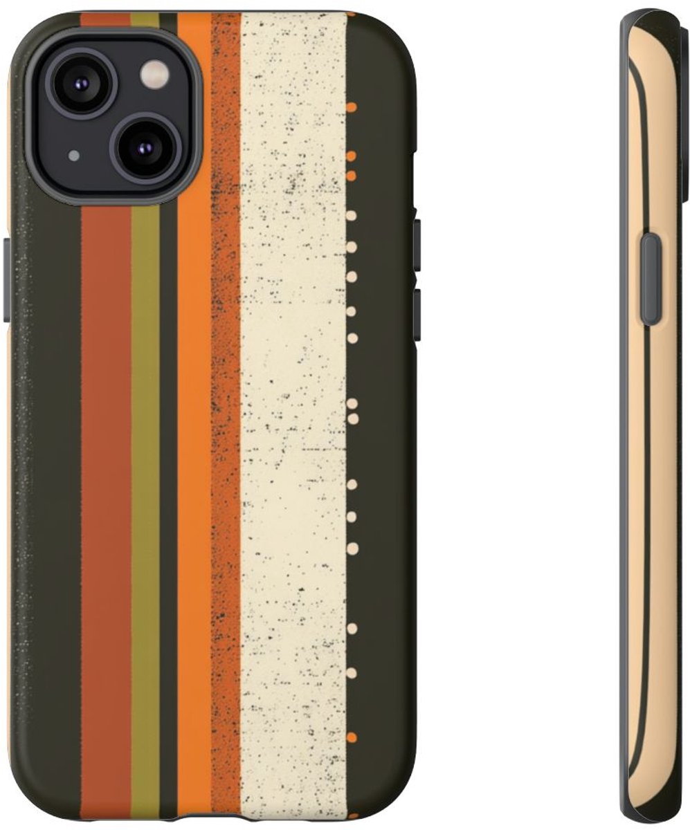 Retro Verticale Strepen en Stippenpatroon – Telefoonhoesje Geschikt voor iPhone 14 Plus