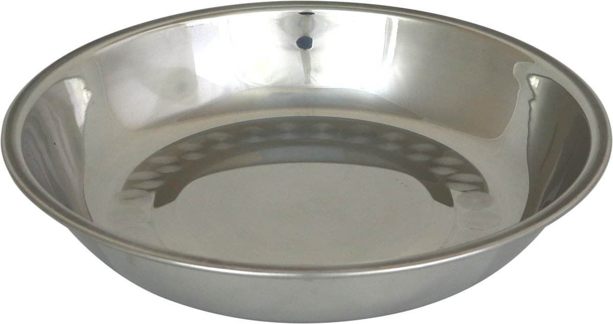 Ibenzoa® Roestvrij Stalen Campingbord met Praktische Rand voor Outdoor Avonturen, Diameter 19 cm