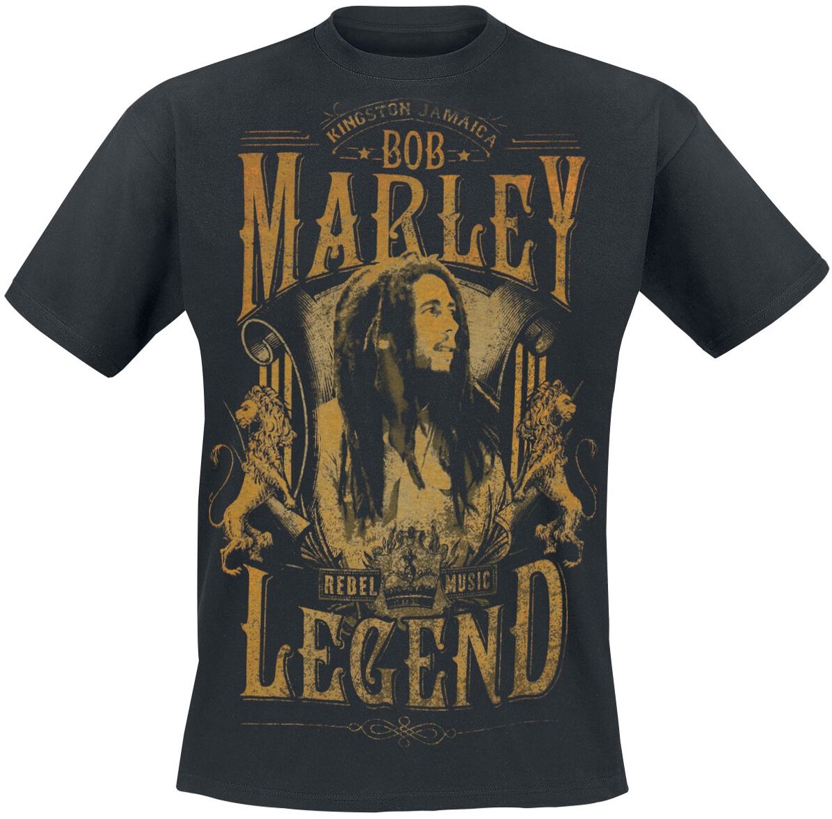 Bob Marley Rebel Legend Heren T-shirt - zwart - 4XL