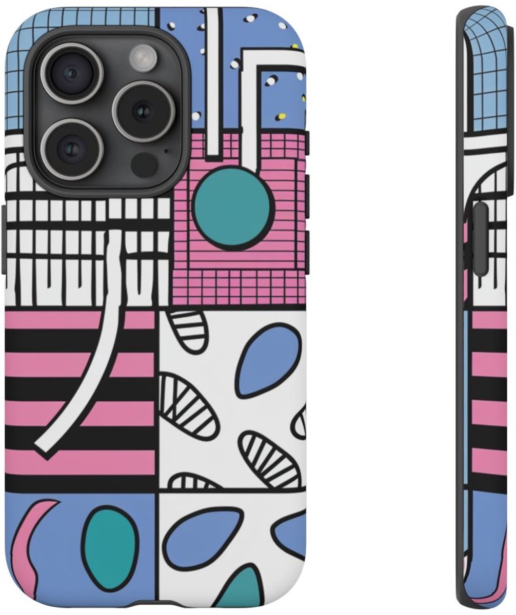 Kleurrijk Geometrisch Abstract Patroon – Telefoonhoesje Geschikt voor iPhone 15 Pro