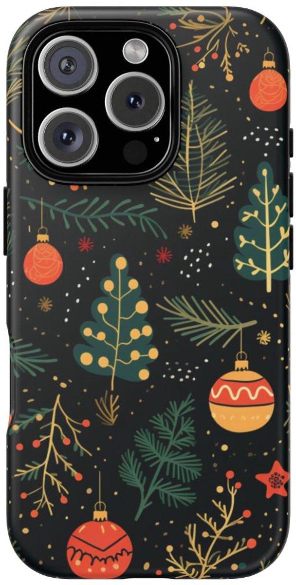 Kerstversiering en Dennentakken Patroon – Telefoonhoesje Geschikt voor iPhone 16 Pro