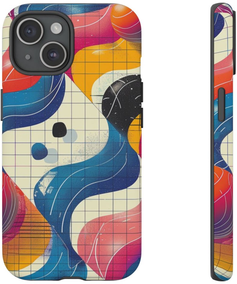 Kleurrijk Abstract Geometrisch Ontwerp – Telefoonhoesje Geschikt voor iPhone 15