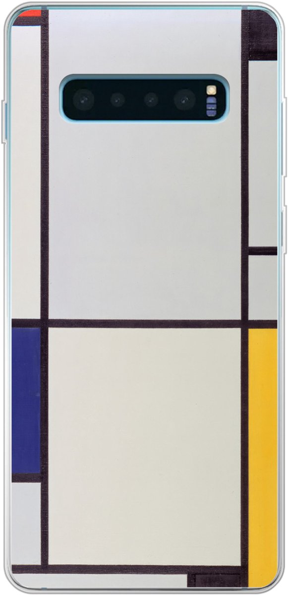 Telefoonhoesje Geschikt voor Samsung Galaxy S10 Plus hoesje - Tableau I - Piet Mondriaan - Siliconen Telefoonhoesje Telefoonhoesje