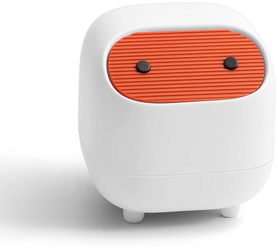 Bureau-prullenbak - Opdrukdeksel - Geurbestendig - Schattig en compact - Grote inhoud - Voetjes aan de onderkant - Snel open en dicht - Perfect voor badkamer, bureau, kantoor of salontafel - Wit