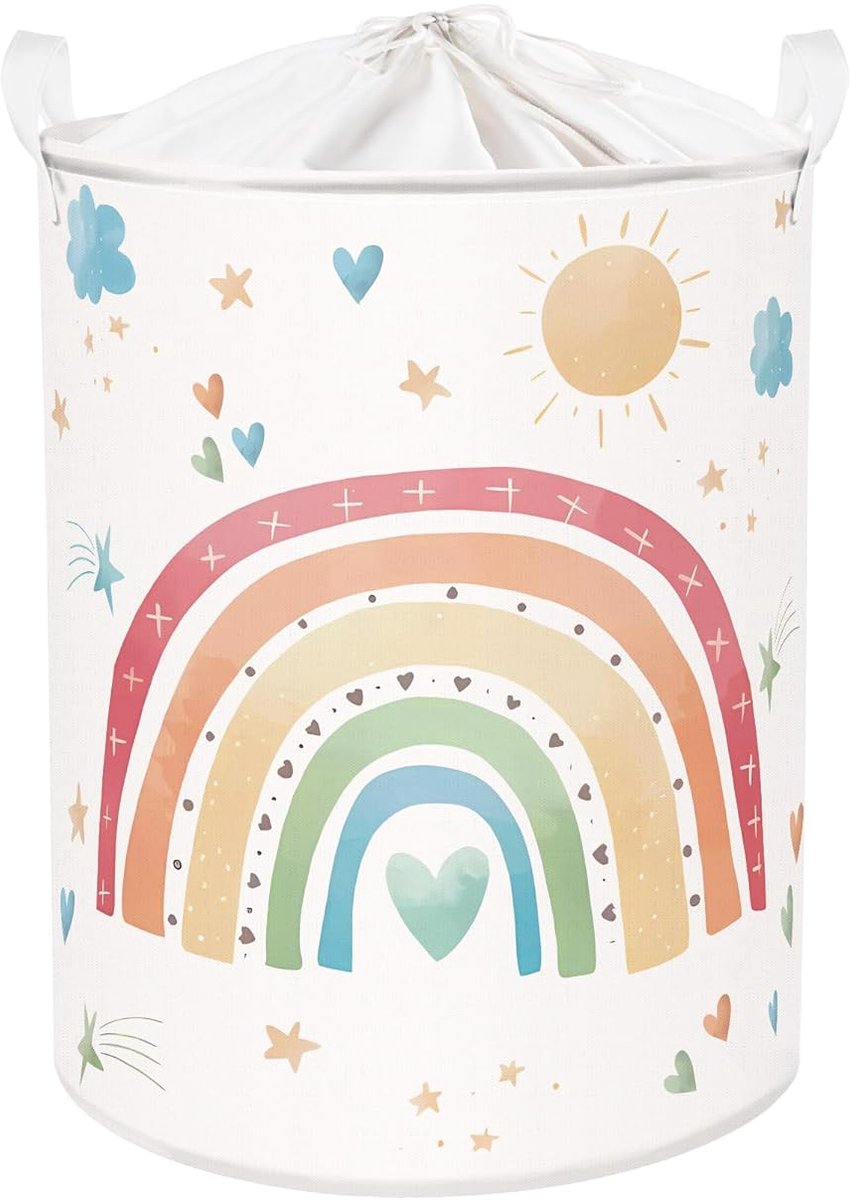 Regenboog wasmand voor kinderen - kleurrijk - 1 stuk - 40 x 50 cm