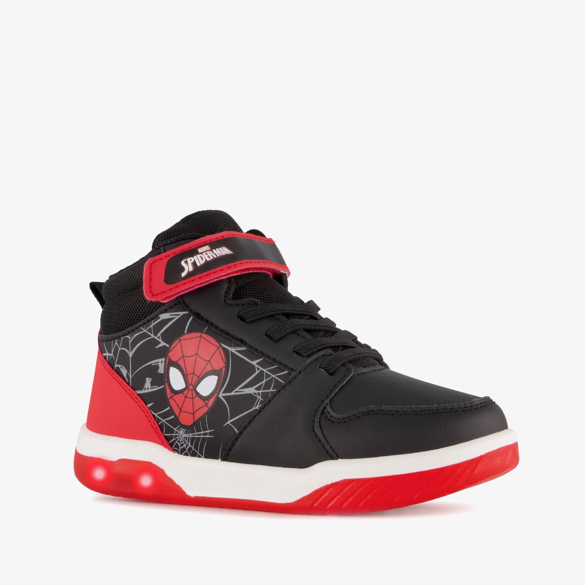 Spider-Man hoge jongens sneakers met lichtjes zwart rood - Maat 30