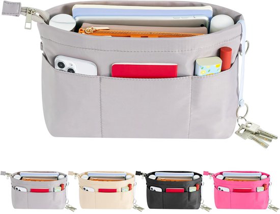 Soyizom Multi Pochette Accessoires Portemonnee Organizer Insert voor Vrouwen, 2 Packs Past voor Tote Bag Met Sleutelhangers en Ritssluiting, Zwart Soyizom Multi Pochette Accessoires Portemonnee Organizer Insert voor Vrouwen, 2 Packs Past voor Tote Bag Met Sleutelhangers en Ritssluiting, Zwart