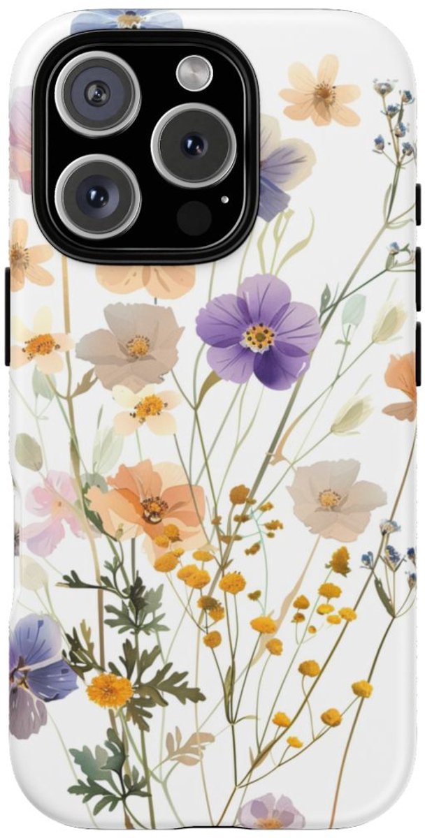 Lichte Veldbloemen in Pasteltinten – Telefoonhoesje Geschikt voor iPhone 16 Pro