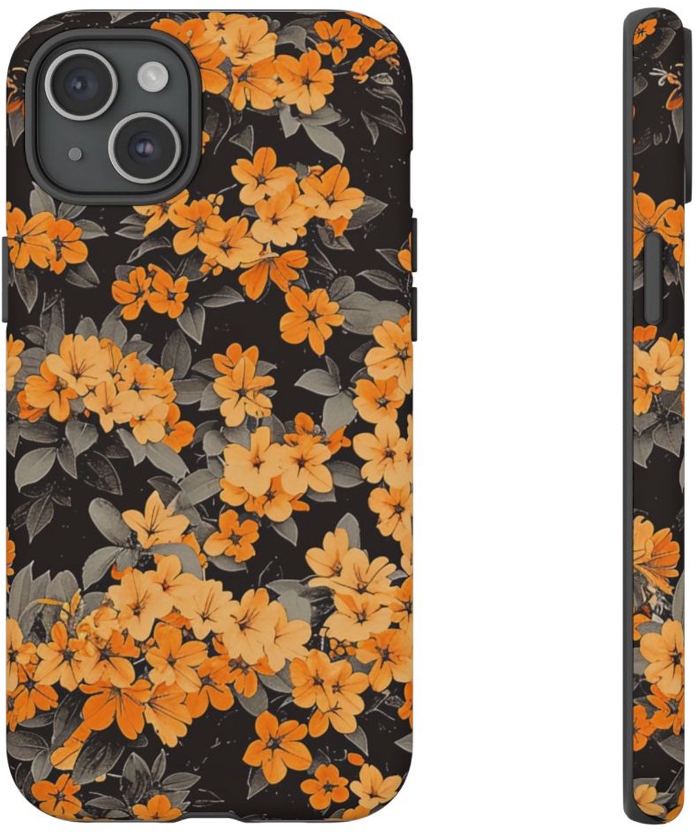 Bloeiende Oranje Trompetbloem – Telefoonhoesje Geschikt voor iPhone 15 Plus