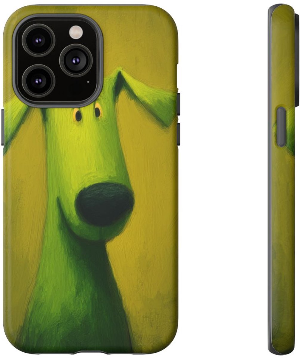 Groene Hond Mat Sterk Hoesje – Telefoonhoesje Geschikt voor iPhone 14 Pro Max