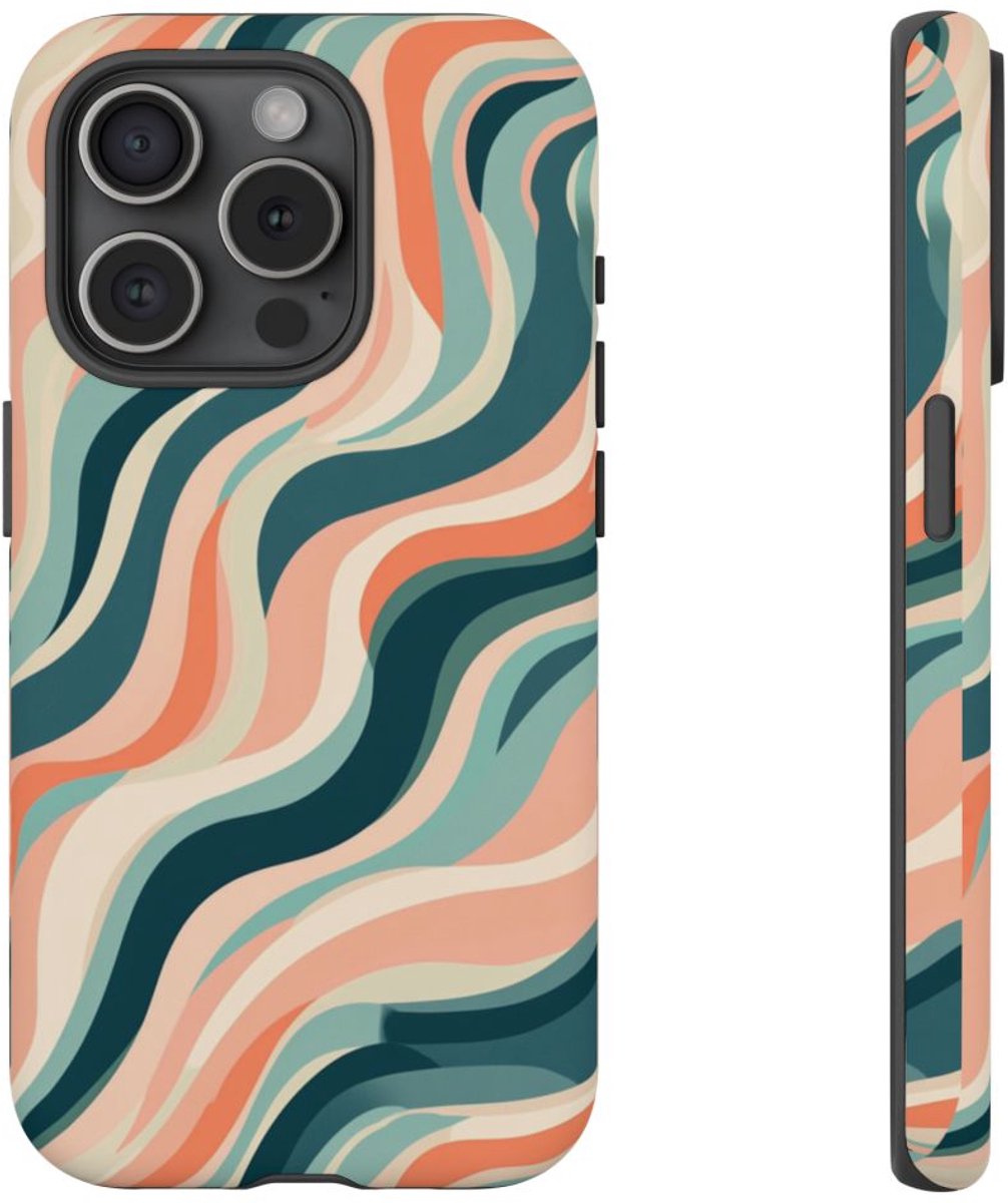 Zwevende Pastellijnen – Telefoonhoesje Geschikt voor iPhone 15 Pro