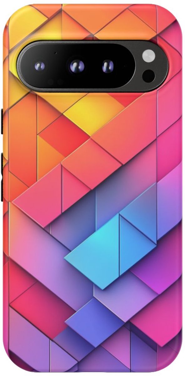 Kleurrijk Geometrisch Patroon – Telefoonhoesje Geschikt voor Pixel 9 Pro