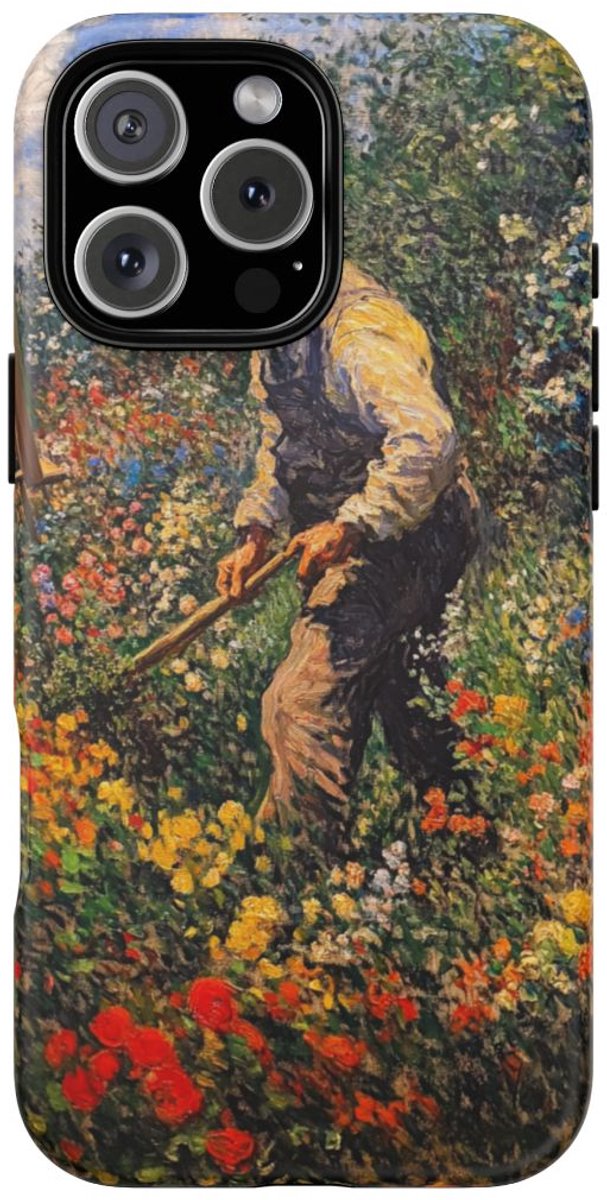 Tuinier in Bloemrijke Tuin – Telefoonhoesje Geschikt voor iPhone 16 Pro Max