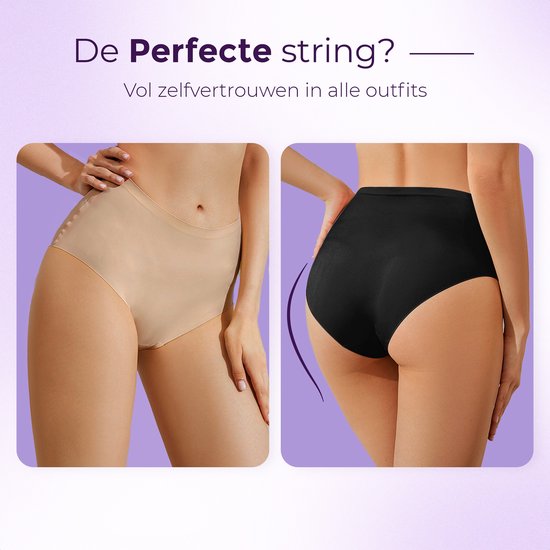 Slip taille haute sans couture pour femme - Zwart, Wit, Beige - Taille XL - Set de 3 - Ultra doux - Sous-vêtements sans couture femmes - Sous-vêtements sans couture femmes - String invisible - Slips femme - sous-vêtements invisibles