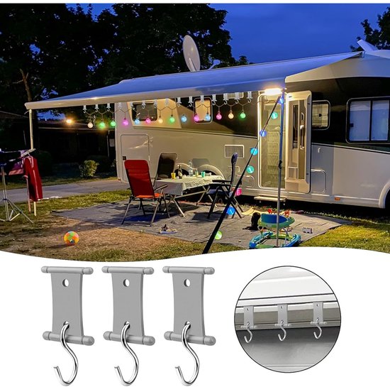 EXCITAT Luifelhaken - Railhaken - Campingluifelhaken - Geschikt voor Kederrails 5/6mm en 7/8mm - Voor campers, caravans, kampeertenten - Set van 16 van EXCITAT — afbeelding 4