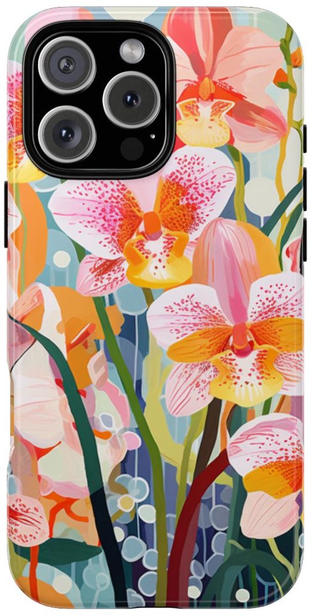 Kleurrijke Orchideeën Illustratie – Telefoonhoesje Geschikt voor iPhone 16 Pro Max