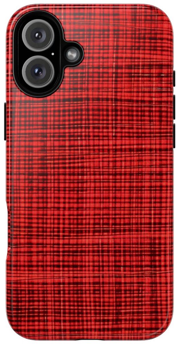 Rood Geruit Textielpatroon – Telefoonhoesje Geschikt voor iPhone 16 Plus