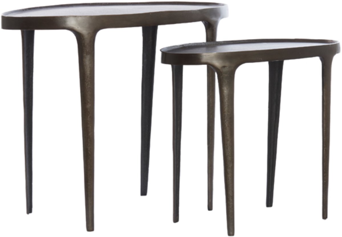 Bijzettafel ARICA - 70x33x53cm - Bruin - Set van 2