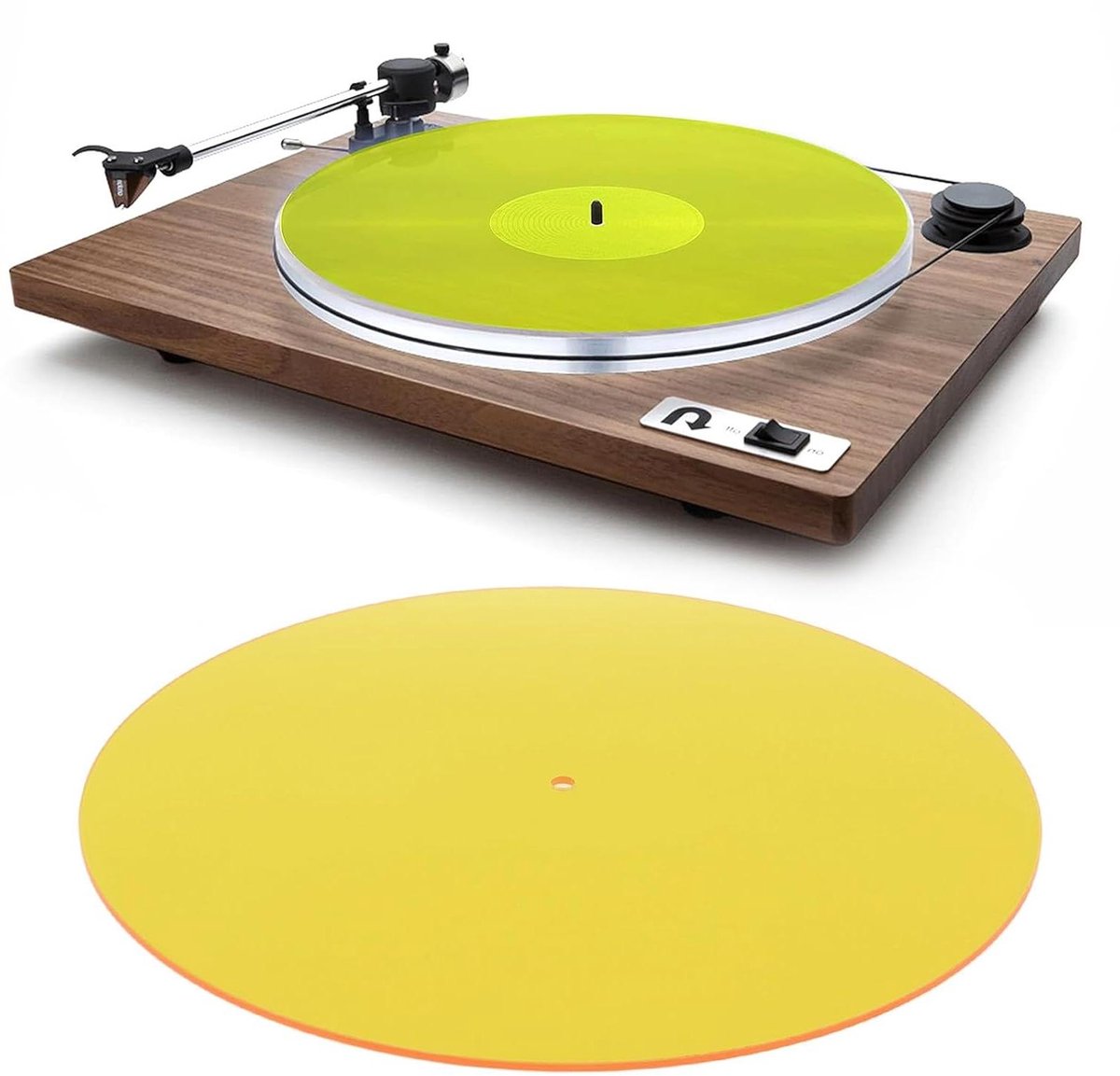 Geluidsarme acryl draaitafelmat voor 12 inch platenspeler - Gele slipmat
